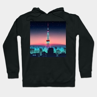 Vintage blue Tokyo tower Hoodie